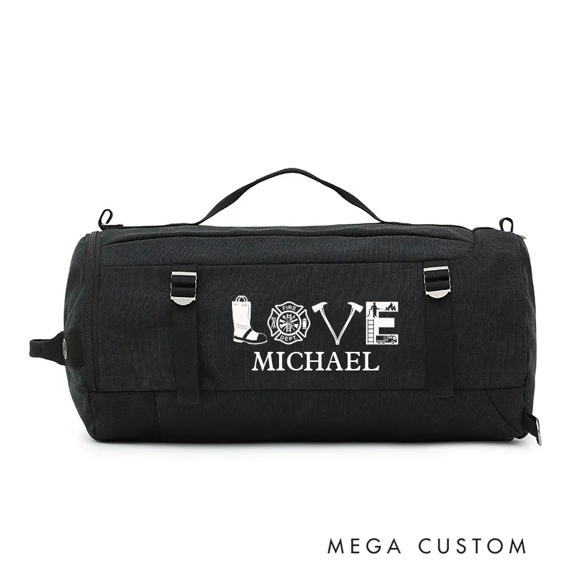 Personalized Firefighter Station Duffle Firefighter Gift for Him Custom Fire Dept Travel Gym Bag for Husband