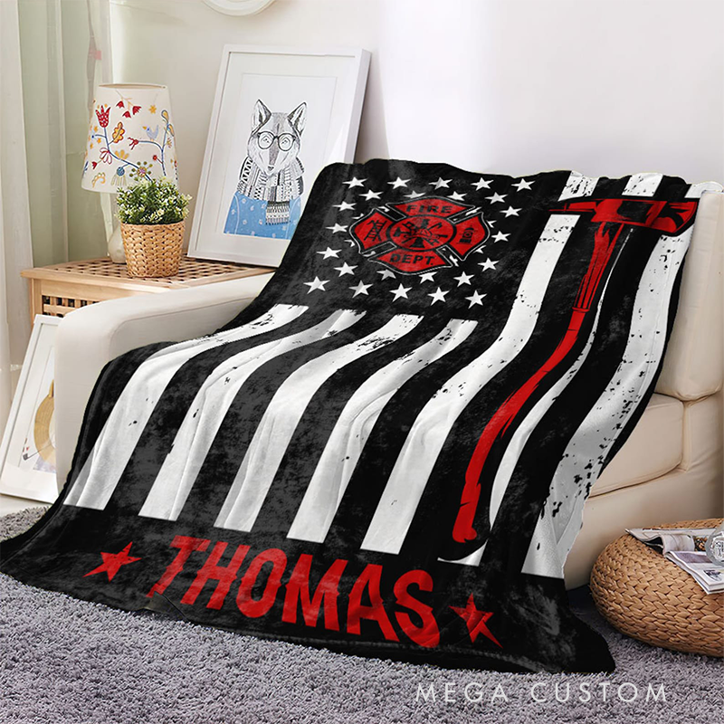 Personalized Firefighter Blanket Us Flag Blanket Custom Firefighter Academy Gift for Him Fireman Blanket Firefighter Life