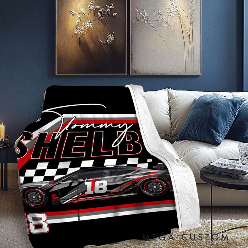 Personalized Racing Blanket Custom Photo Racing Car Blanket Racing Lover Blanket Sport Gift for Racer Racing Fan Xmas Gift