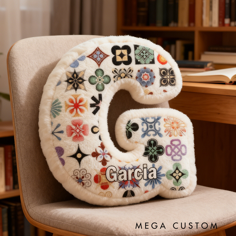 Personalized Floral Initial Pillow Custom Name Graphic 3D Print Pillow Xmas Gift