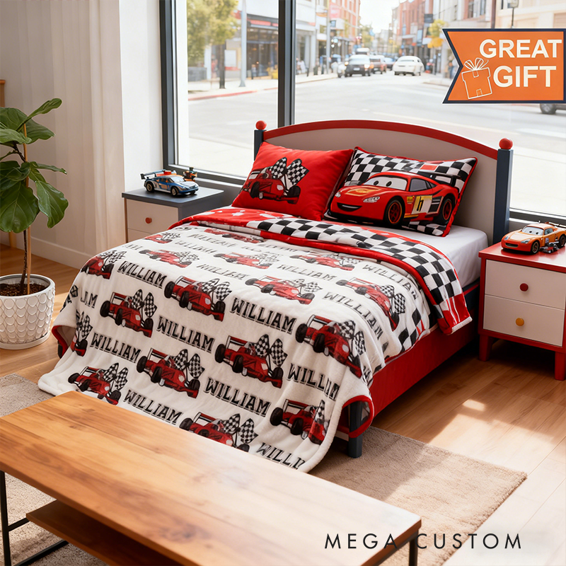 Personalized Race Car Throw Blanket Gifts For Motorcycle Lovers