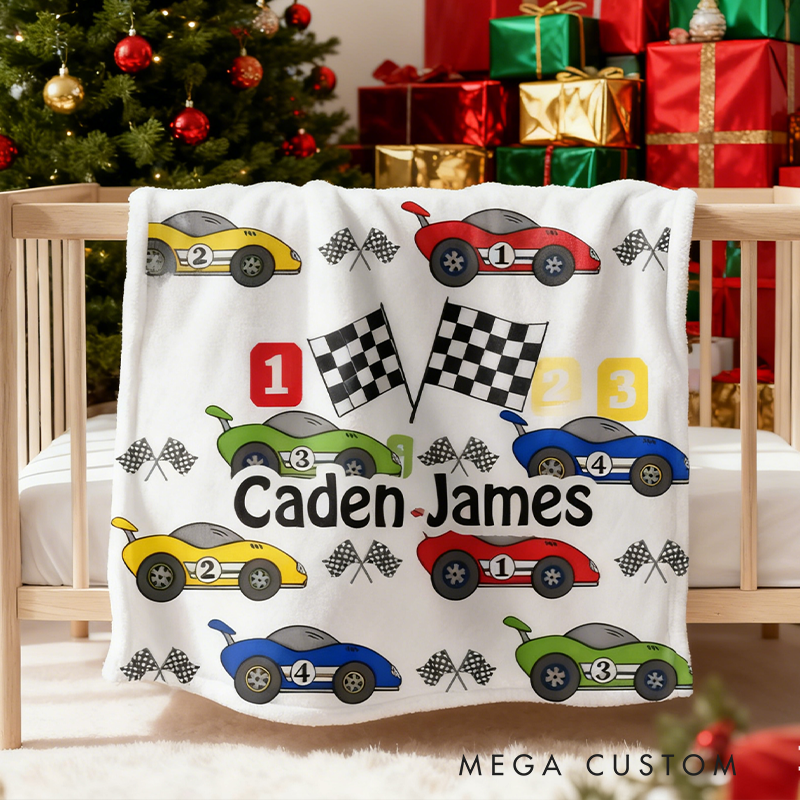 Personalized Race Car Blanket Custom Name Race Car Throw Blanket Appreciation Gift