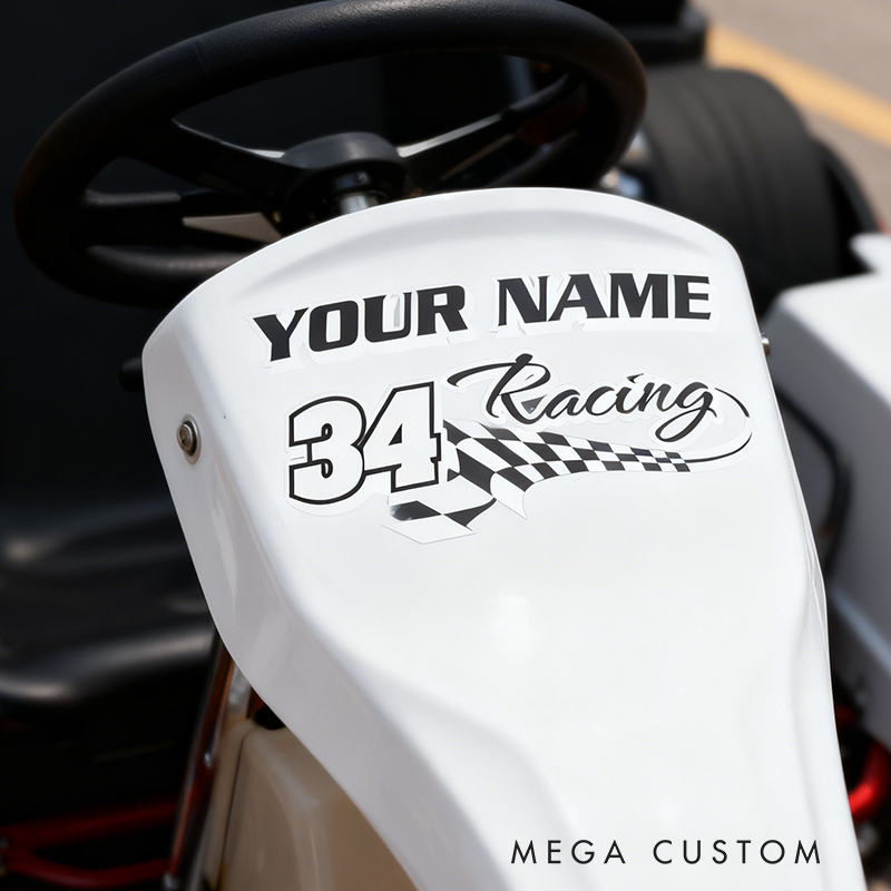 Personalized Racing Decal Sticker Custom Text Racing Car Decal Sticker Xmas Gift