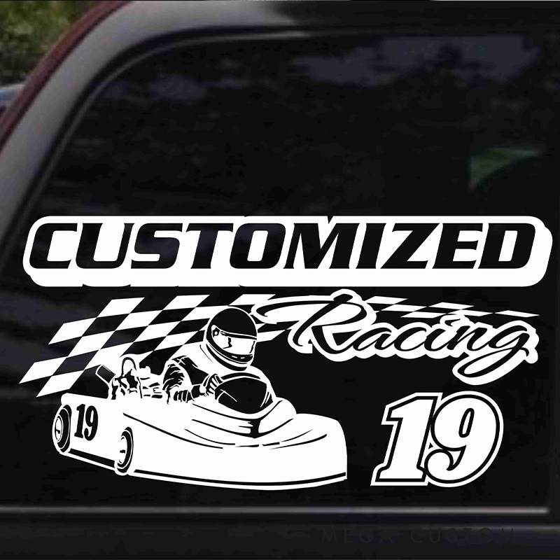Personalized Racing Decal Sticker Custom Text Racing Car Decal Sticker Go Kart Racing Decal Xmas Gift