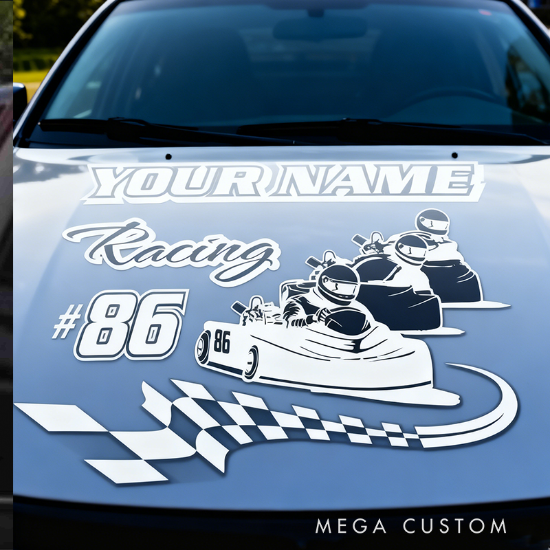 Personalized Racing Decal Sticker Custom Text Racing Car Decal Sticker Go Kart Racing Decal Xmas Gift