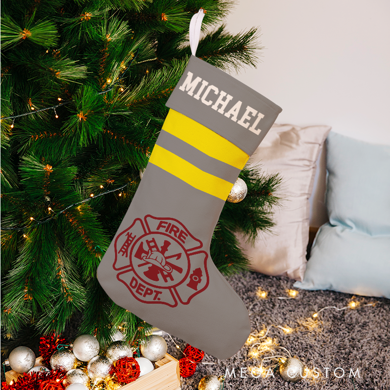 Personalized Firefighter Themed Christmas Stocking Santa’s Favorite Firefighter Design Stocking Xmas Gift