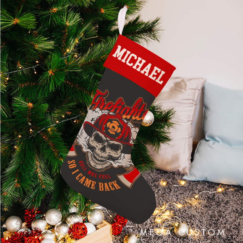 Personalized Firefighter Themed Christmas Stocking Santa’s Favorite Firefighter Design Stocking Xmas Gift