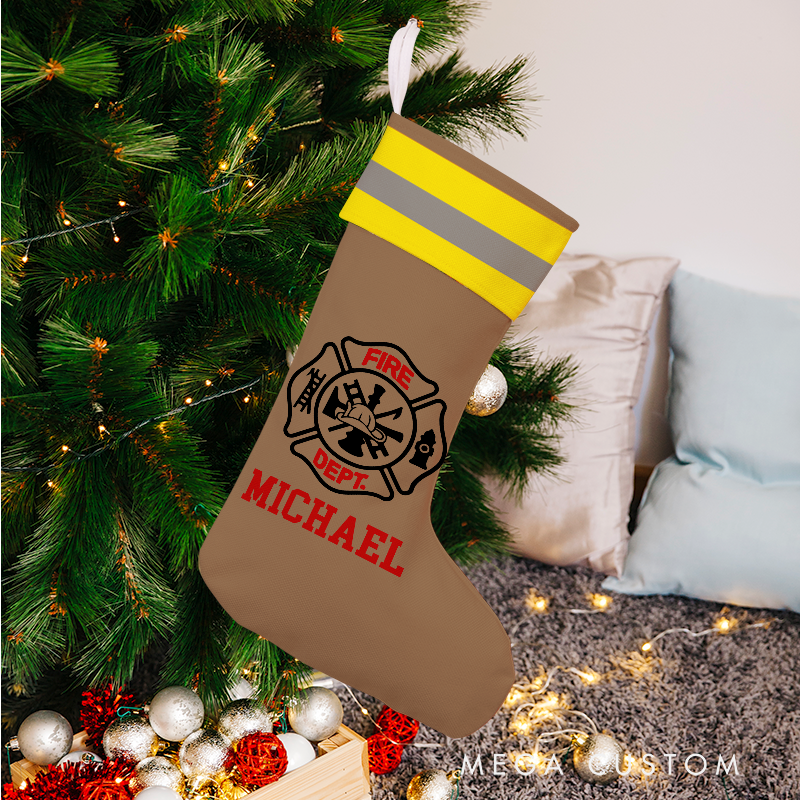 Personalized Firefighter Themed Christmas Stocking Santa’s Favorite Firefighter Design Stocking Xmas Gift