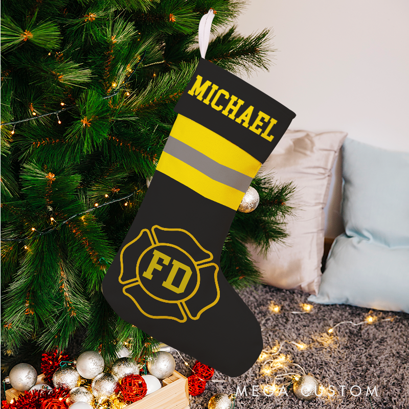 Personalized Firefighter Themed Christmas Stocking Santa’s Favorite Firefighter Design Stocking Xmas Gift