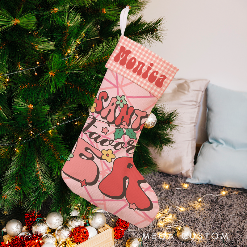 Personalized Nurse Themed Christmas Stocking Santa’s Favorite Nurse Design Stocking Xmas Gift