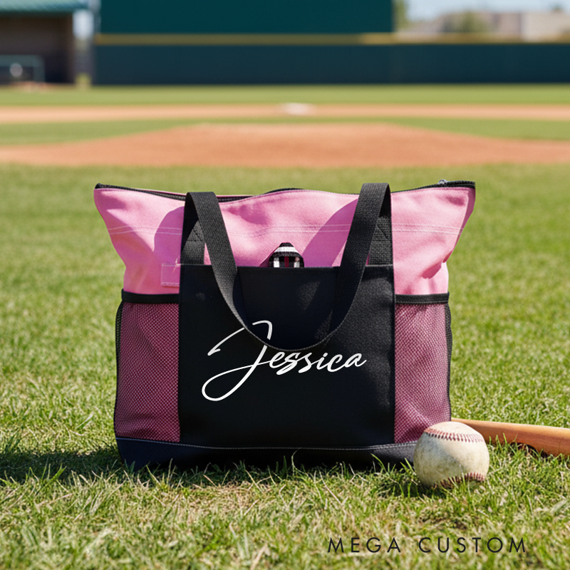 Personalized Sports Tote Bag Custom Tote Bag with Name Shoulder Bag with Mesh Pockets Travel Tote Bag Gym Accessories Outdoor Essentials