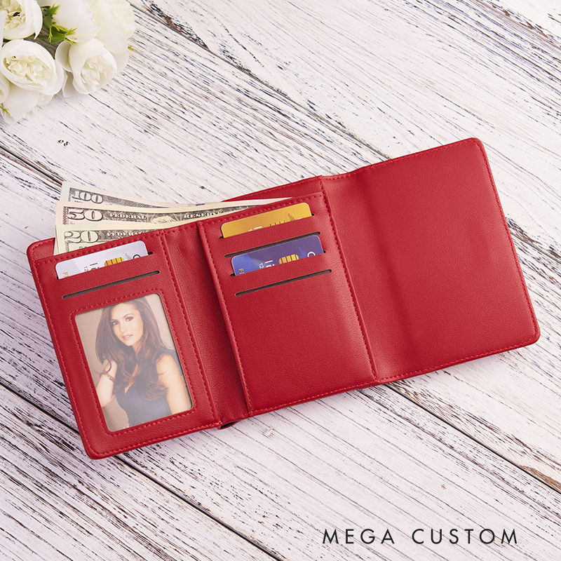 Personalized Leather Wallet For Her Birth Flower Wallet with Name Engraved Wallet For Women Leather Purse Birthday Gift For Her Gift For Mother Bridesmaid Gift Christmas Gift