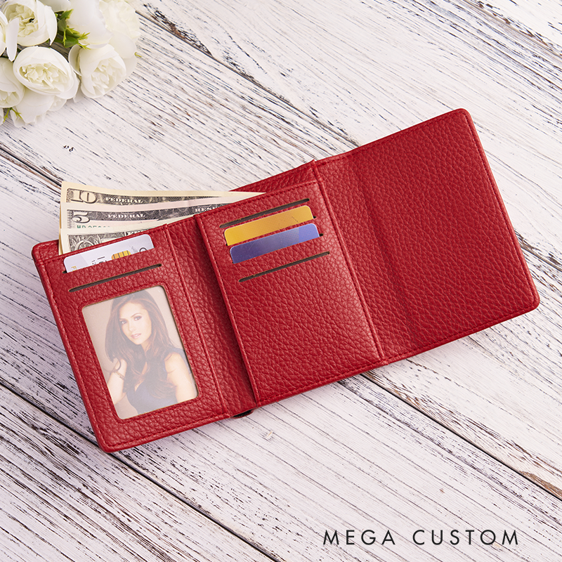 Personalized Leather Wallet For Her Birth Flower Wallet with Name Engraved Wallet For Women Leather Purse Birthday Gift For Her Gift For Mother Bridesmaid Gift Christmas Gift