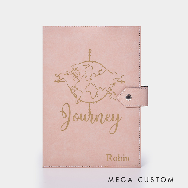 Personalized Journey Leather Notebook for Traveling Lovers Leather Journal Travel Gift