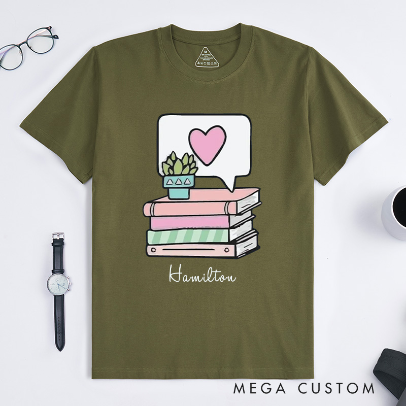Personalized Book Lover Classic T-Shirts Reading Shirt Bookworm Book Nerd Gift Customized Name Shirt Gift for Books Lover