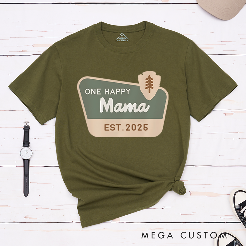 Personalized One Happy Camper Shirt Camp Mommy T-Shirt for Camping Hiking Lovers