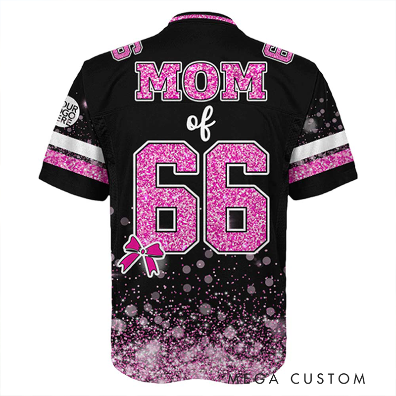 Personalized American Football Jersey with Custom Photo, Name, Number, and Glitter Design