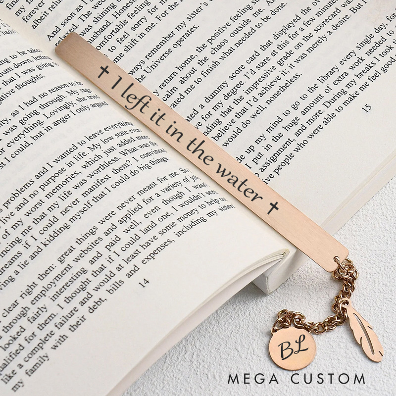 Personalized Left It in the Water Metal Bookmark for Women Men with Engraved Text and Name Christian Book Mark Religious Gift Adult Baptism Gift
