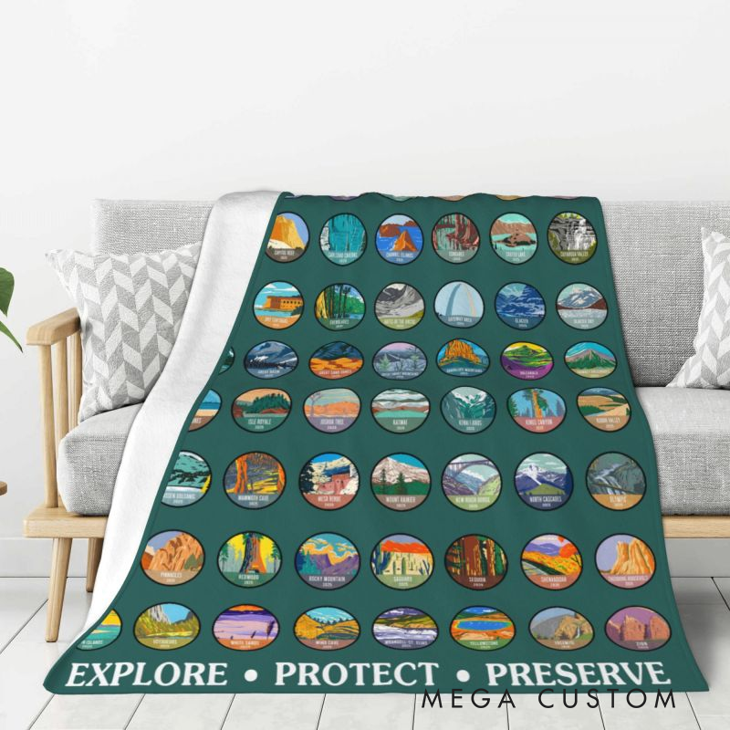 63 National Parks Throw Blanket Parks Lover Gift for Nature Lover Rv Decor Camping Blanket Parks Gift for Protect Our Parks Conservation Gift
