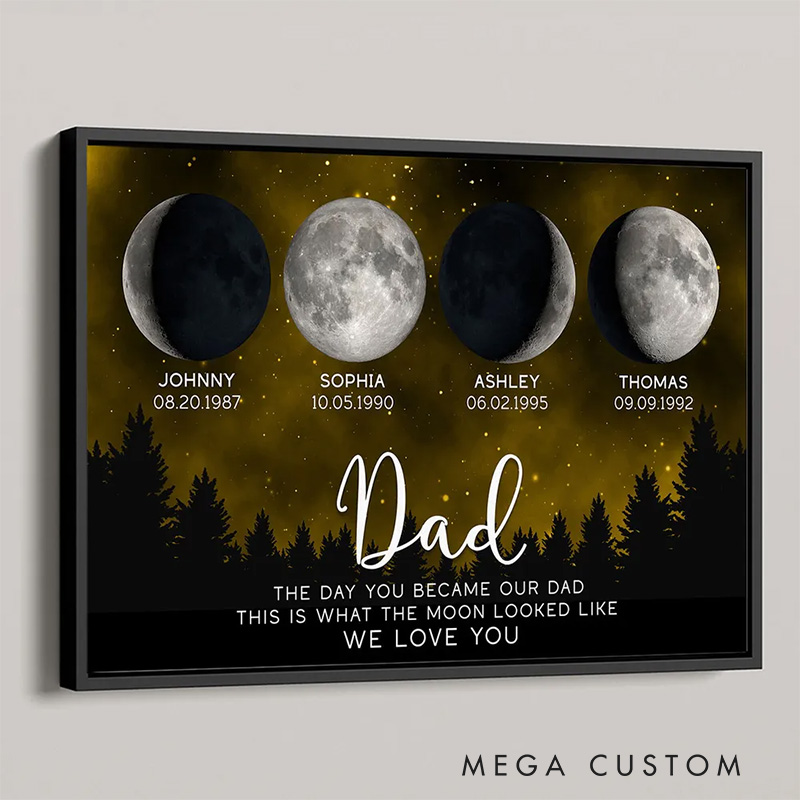 Personalized This Is What The Moon Looked Like Wall Art For Dad Grandpa Poster Without Frame Custom Birth Moon Art Lover Gift