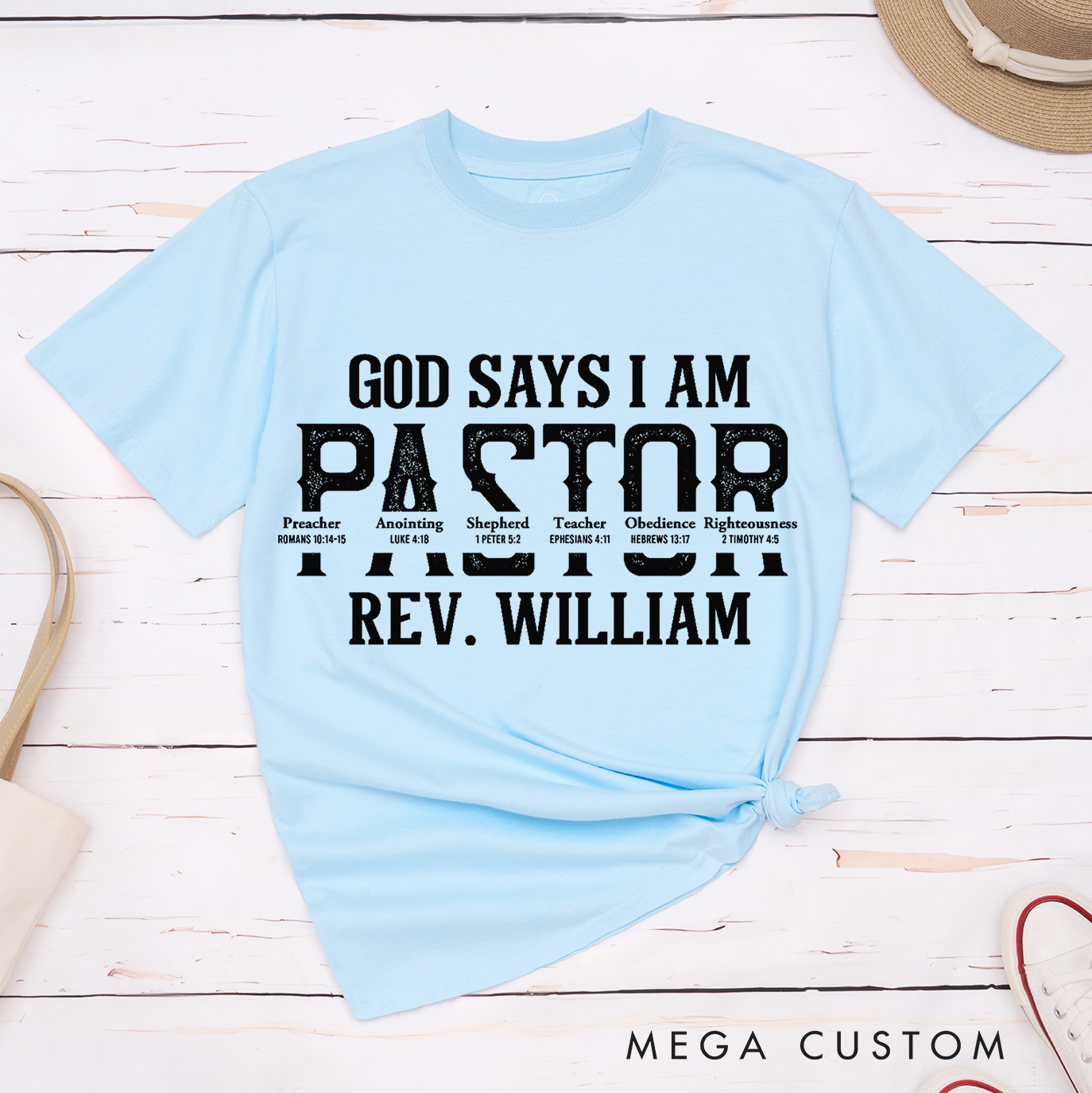 Personalized God Says i am Pastor Classic T-Shirt with Name Unisex T-Shirt Religious Gift for Pastor