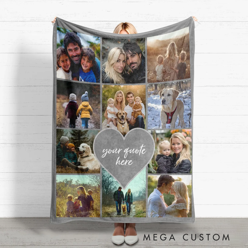 Personalized Custom Photo Throw Blanket with Text Picture Collage Blankets Gift for Nature Lover Rv Decor Hiking Camping Blanket