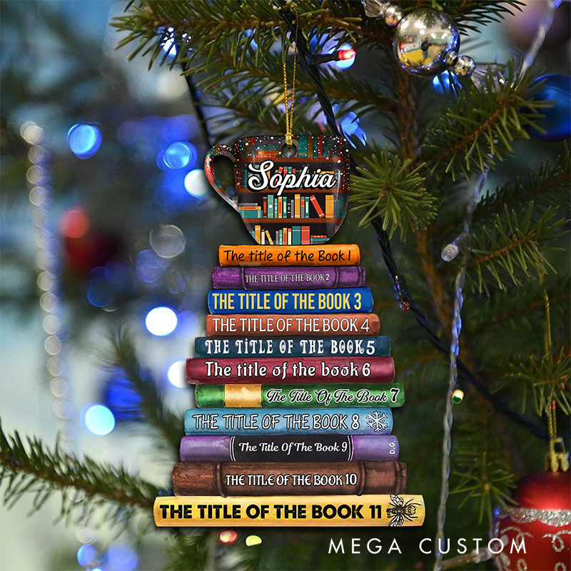 Personalized Book Tree Name Christmas Ornament Custom Bookish Ornament Book Club Ornament for Book Lover Gift Librarian Gift
