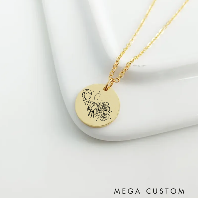 Personalized Engraved Necklace With Name Zodiac Signs Gifts for Women Birthday Gift 