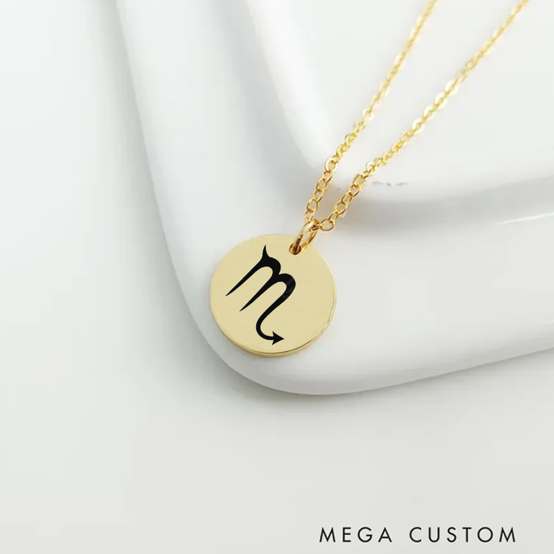 Personalized Engraved Necklace With Name Zodiac Signs Gifts for Women Birthday Gift