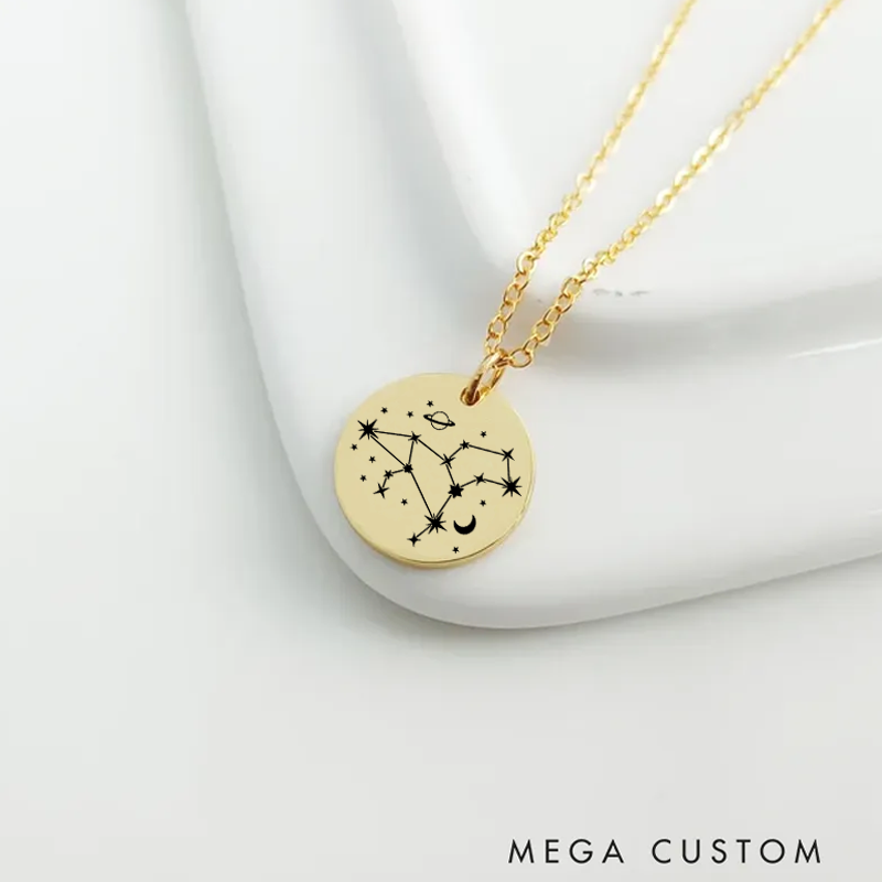 Personalized Engraved Necklace With Name Zodiac Signs Gifts for Women Birthday Gift 