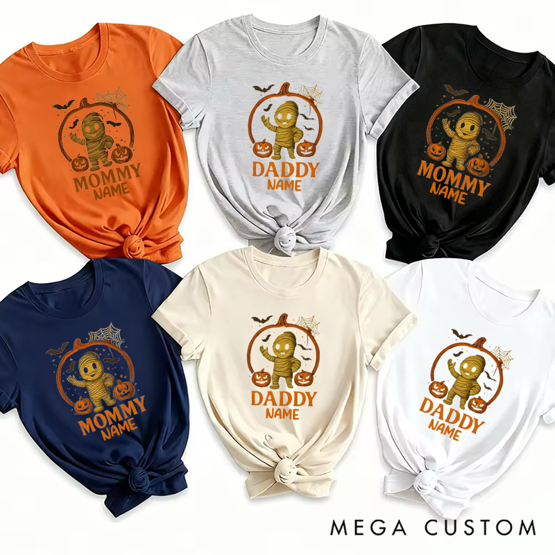 Personalized Halloween Terrifying Pumpkin and Mummy Pattern Design Family Matching Outfit