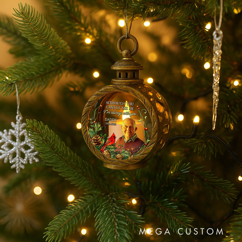 Personalized Photo Lantern Night Light Although You Cannot See Me I'm Always With You Sympathy Gift