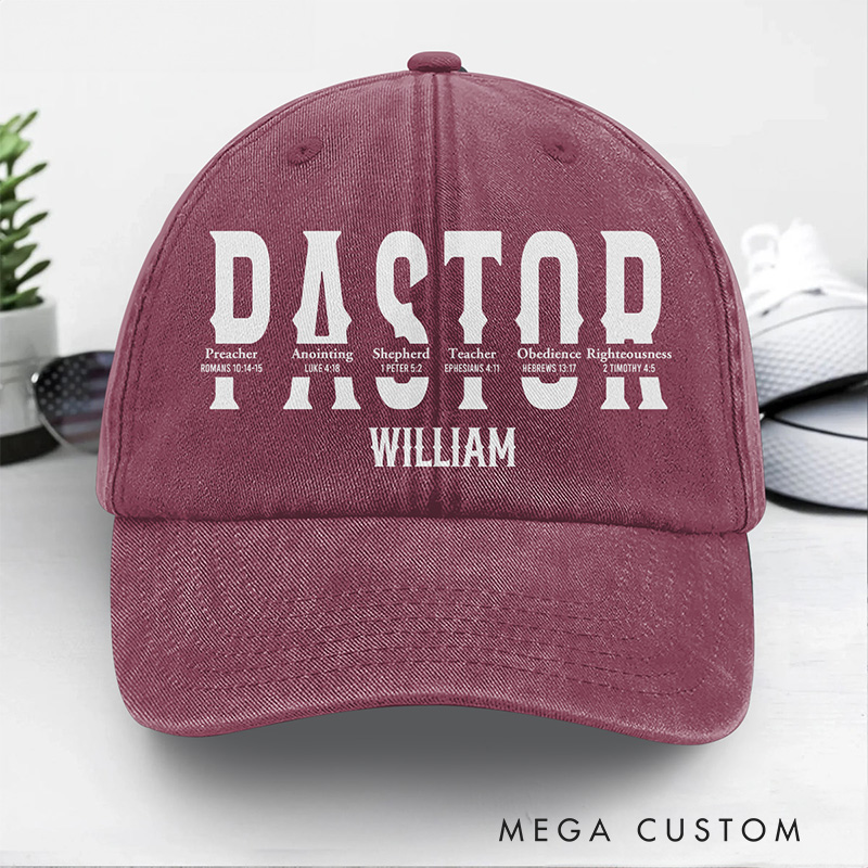 Personalized Pastor's Calling Vintage Washed Cap with Name Cotton Baseball Cap Rrligious Gift for Pastor