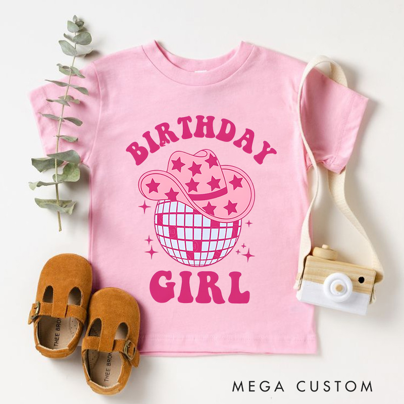 Personalized Birthday Girl Kids T-Shirt with Cute Birthday Year Number and Name Design for a Special Birthday Outfit