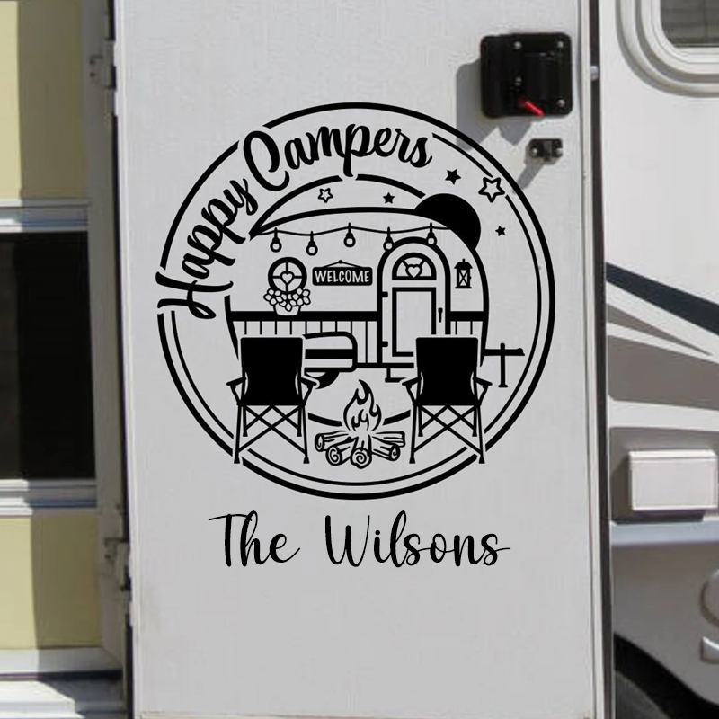 Personalized Chappy Campers Vinyl Decal Custom with Last Name Van Life Decal Camper Sticker Gift for Outdoor Adventure Enthusiasts