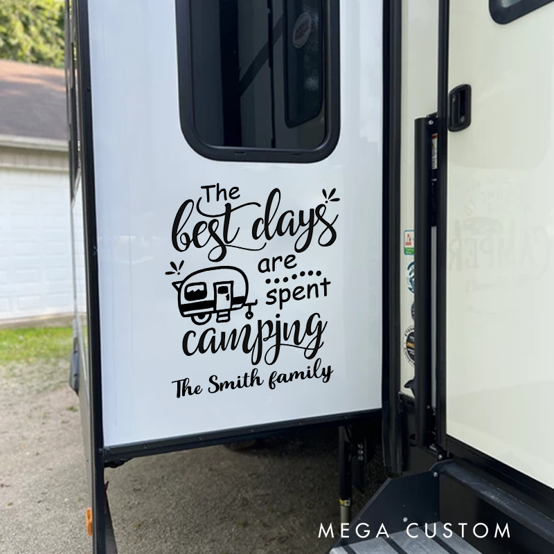 Personalized the Best Days Are Spent Camping Decal Custom Camper Decal Rv Slideout Decal Funny Camping Decor Gift for Outdoor Lover