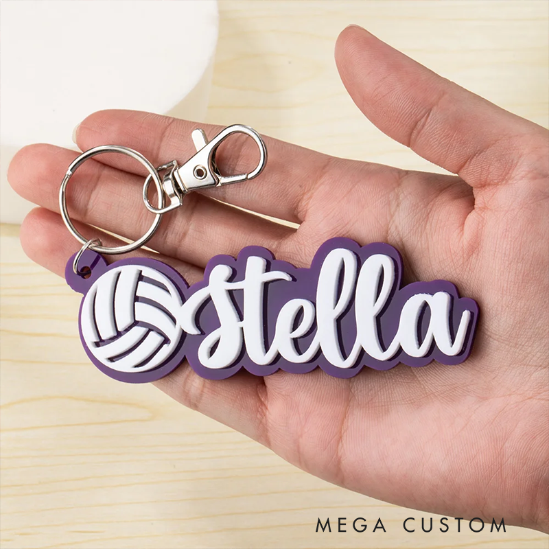 Personalized Volleyball Keychain with Custom Name Design