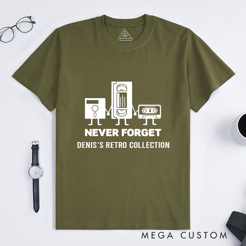 Personalized Never Forget T-Shirt Retro Technology Programmer Shirt Gift for Geek Nerd
