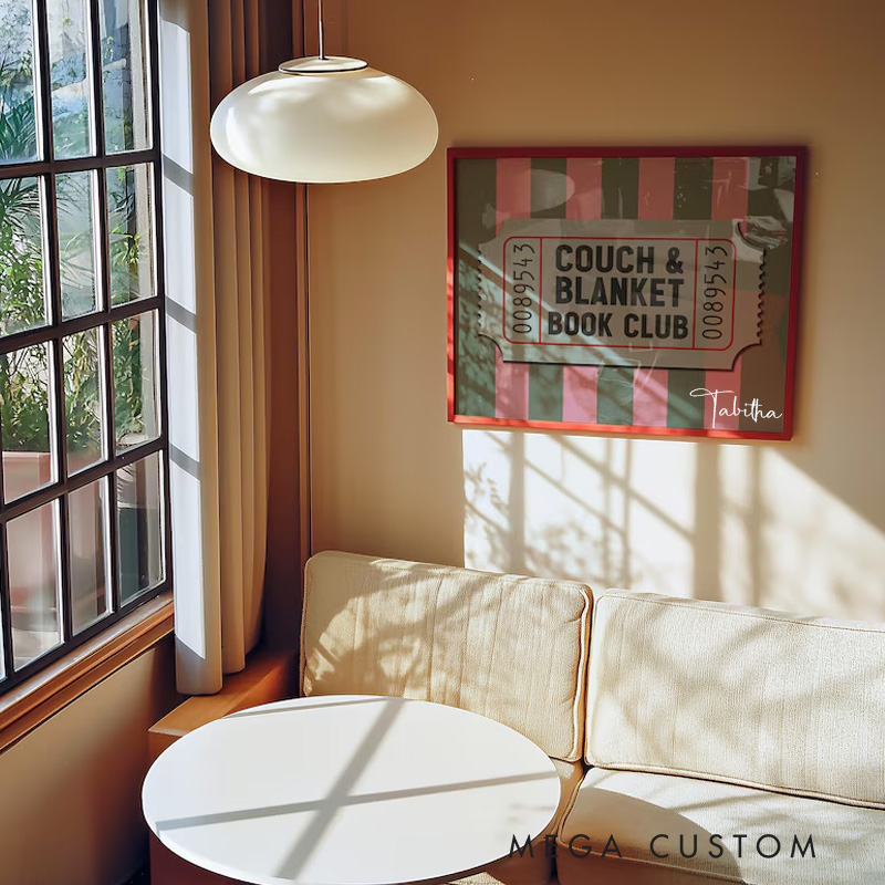 Personalized Vintage Book Club Wall Print with Name Accent Reading Corner Wall Art Library Room Sign Decor Book Lover Gift