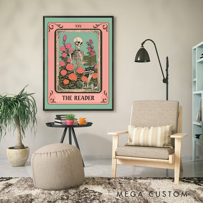 Personalized the Reader Tarot Print with Name Custom Reader Tarot Card Wall Decor Witchy Reading Nook Poster Book Lover Gift Bookish Gift