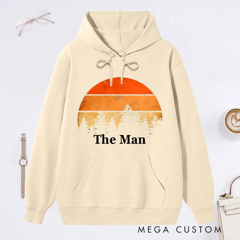 Personalized Retro Camping Hoodie Forest Sunset Classic Hoodies Nature Lover Hoodies Travel Campers Outdoors Gift