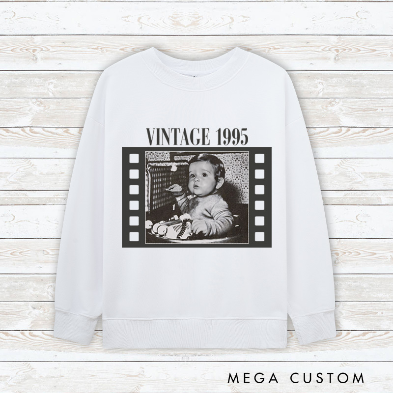 Personalized Vintage Childhood Photo Movie Classic Sweatshirt Retro Film Crewneck Movie Shirt
