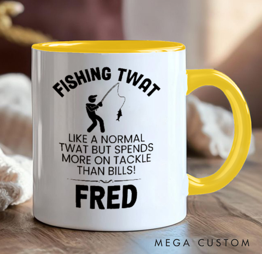 Personalized Fishing Mug with Funny Fishing Twat Design Funny Gift Big Cup Angler Joke Present Perfect Gift for Fishing Lover Durable Ceramic Coffee Cup for Daily Use