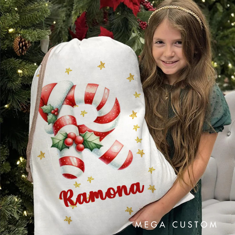 Personalized Christmas Sack with Name Text and Year Christmas Decor Party