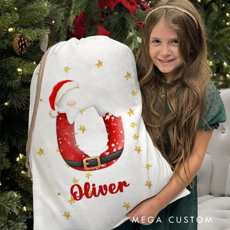 Personalized Christmas Cartoon Character Christmas Sack with Initial and Name Christmas Gift