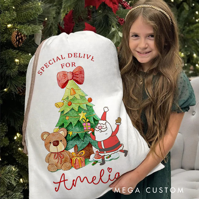 Personalised Canvas Santa Sack Christmas Gift Bag Large Santa Gifts Bag for Holiday Presents Xmas Gifts Bags