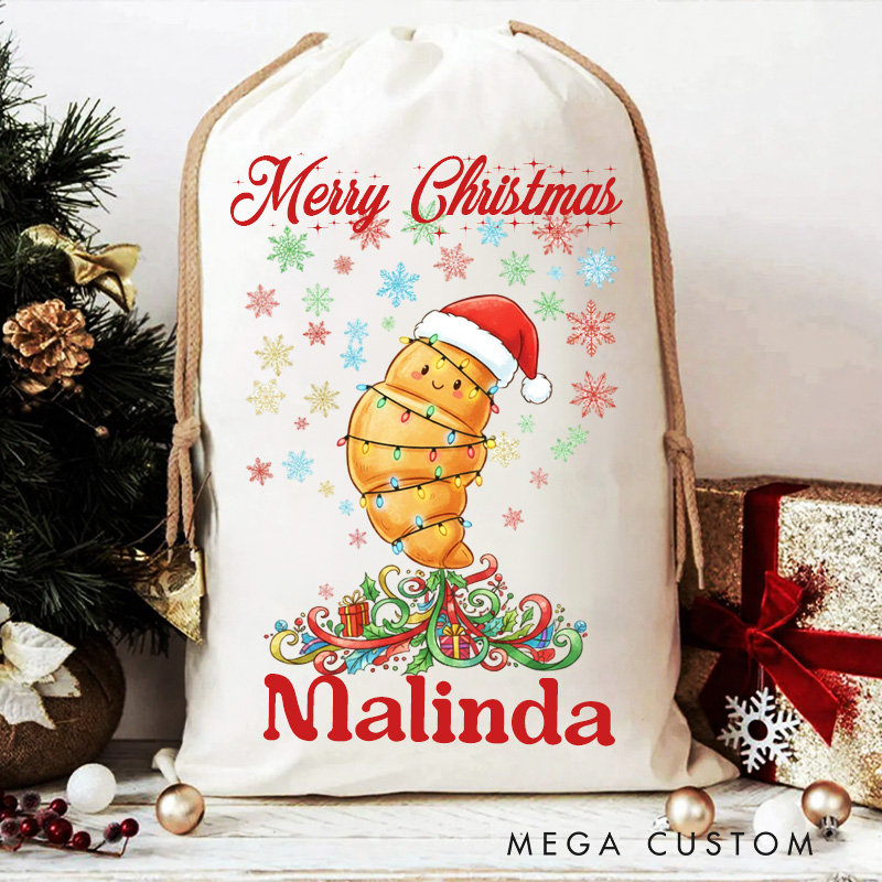 Personalized Baking Lover Christmas Bag with Name Gingerbread Santa Sack Cake Bread Christmas Sack for Baking Lovers Christmas Gift