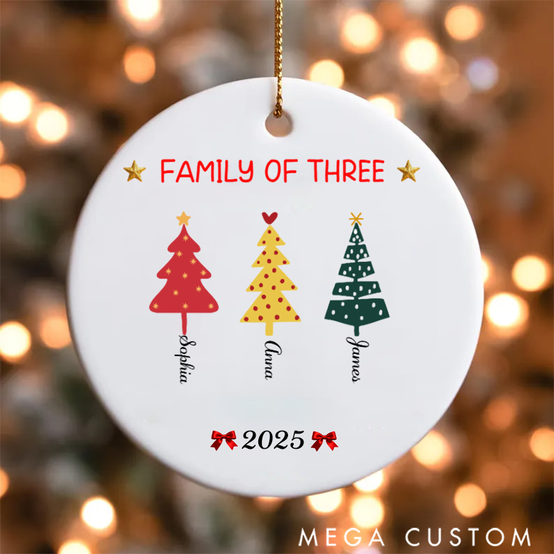 Personalized Family Christmas Ceramic Decorations with Colorful Christmas Tree Designs