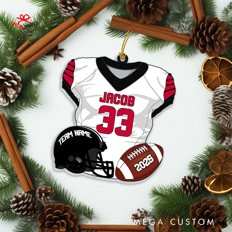 Personalized Football Jersey Ornament with Custom Name, Number, Team, and Year