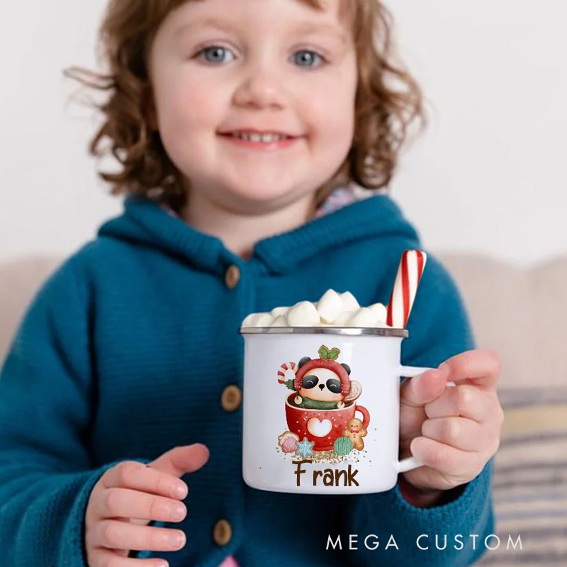 Personalized Cartoon Christmas Animal Camping Cup with Name